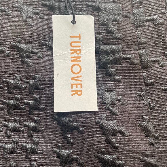 Turnover black Skirt cotton viscose textured houndstooth size 6 back zipper - Picture 5 of 5